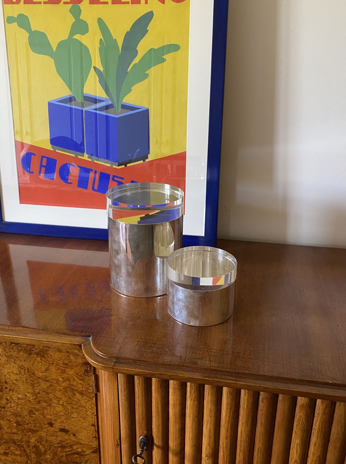 Modernist Lucite And Silver Plate Set Of Boxes, Mellerio Paris, France 1970s photo vintage