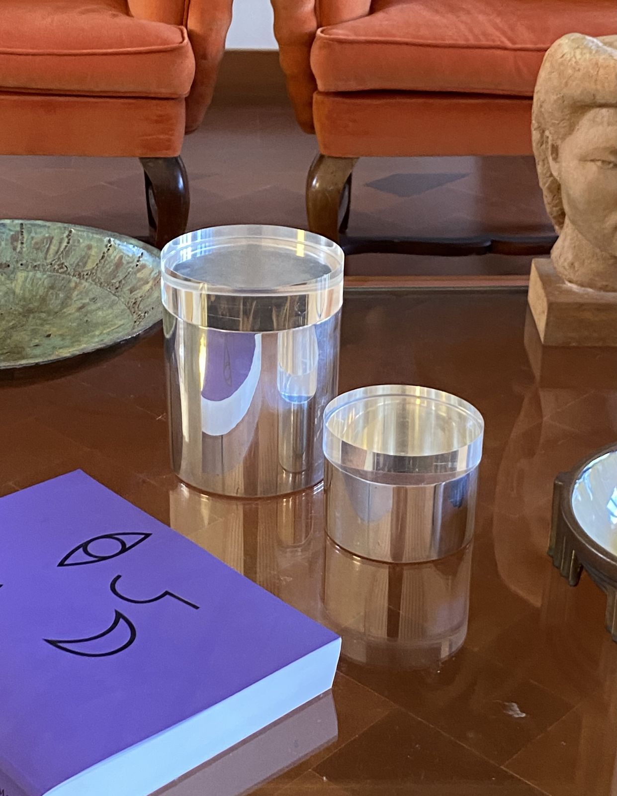 1200.0 Modernist Lucite And Silver Plate Set Of Boxes, Mellerio Paris, France 1970s photo