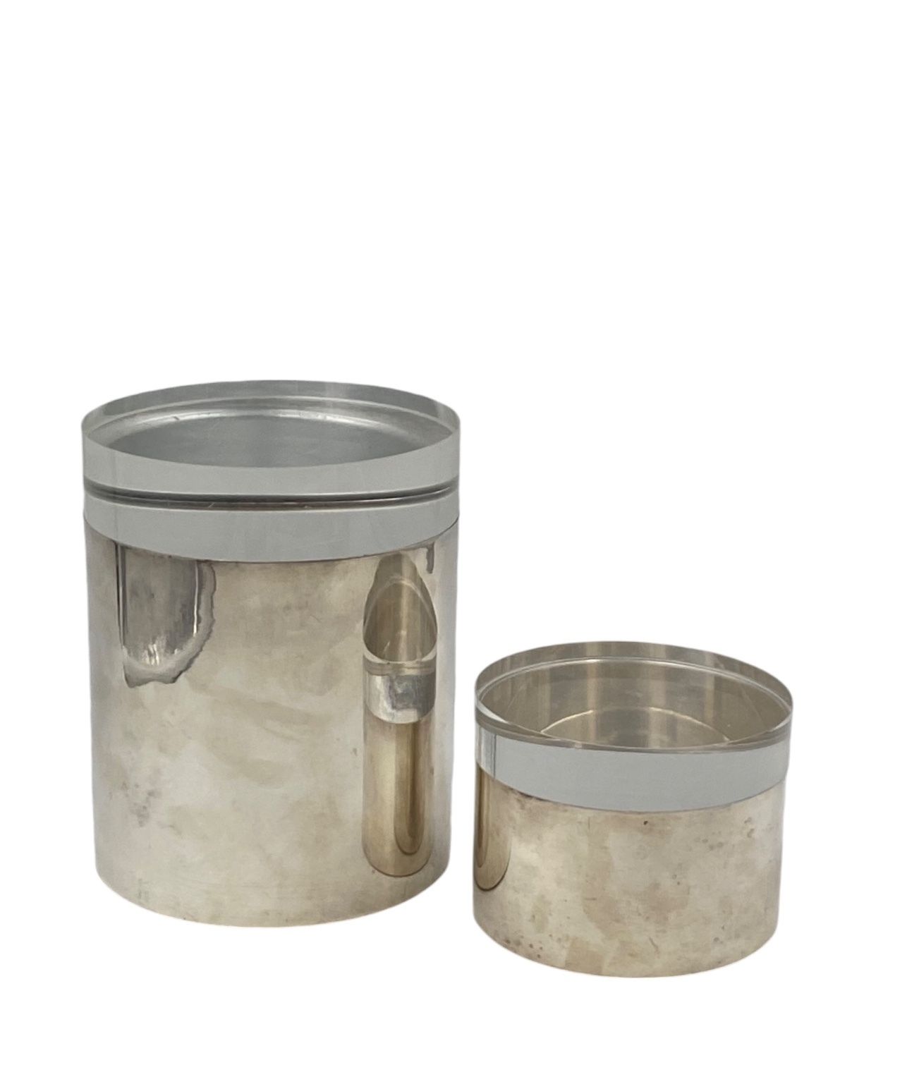photo vintage Modernist Lucite And Silver Plate Set Of Boxes, Mellerio Paris, France 1970s