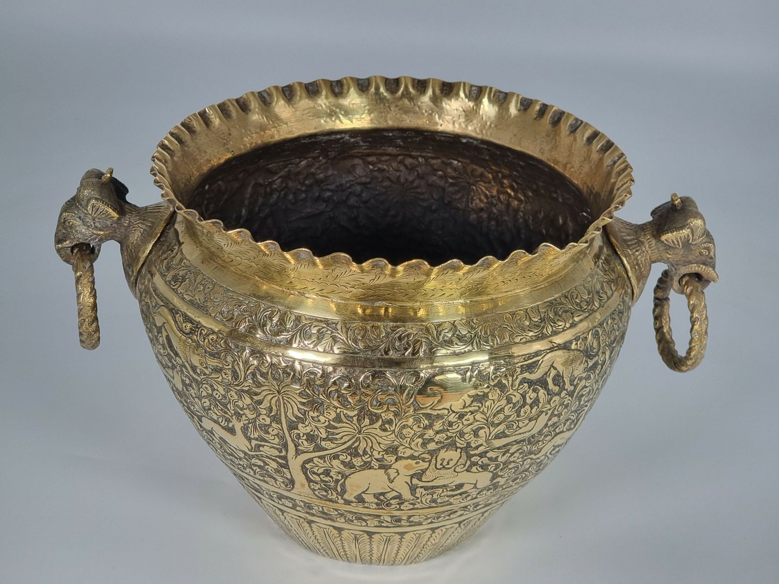 19th Century Indian Raj Period Brass Jardiniere Or Planter Circa 1880 photo Home Decor
