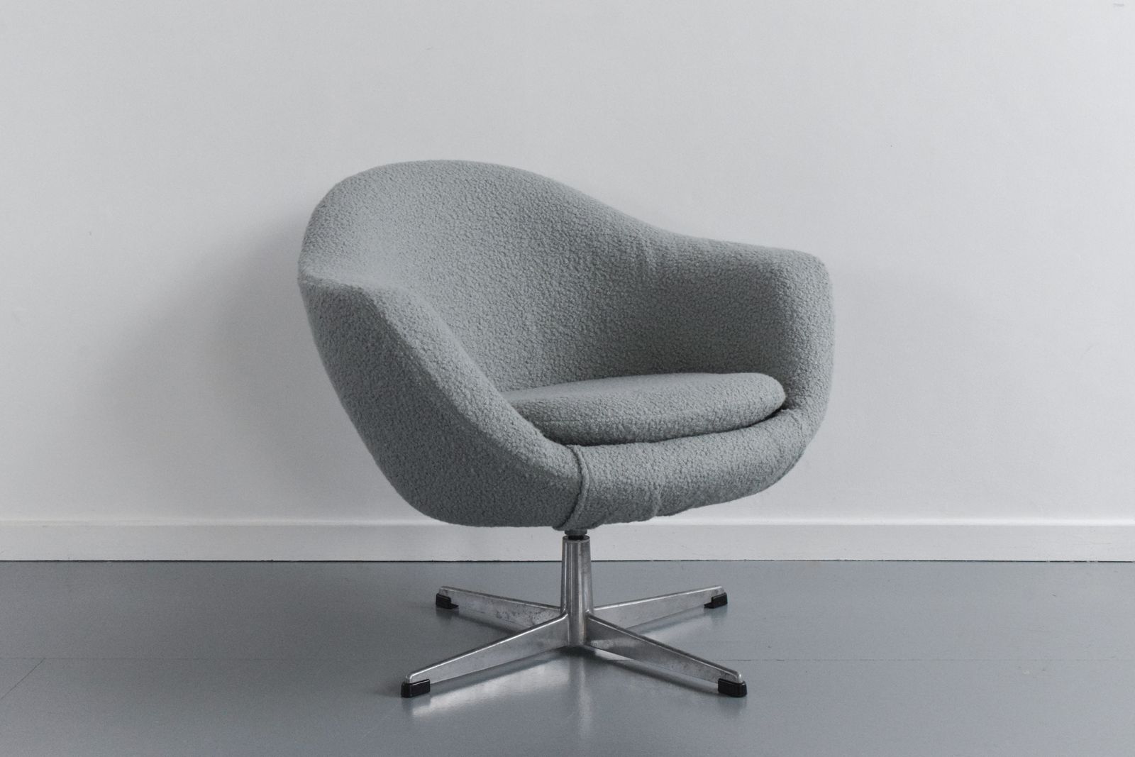 Vintage Danish Swivel Upholstered Arm Chair By Kanari In Green Sea Foam Colour photo furniture