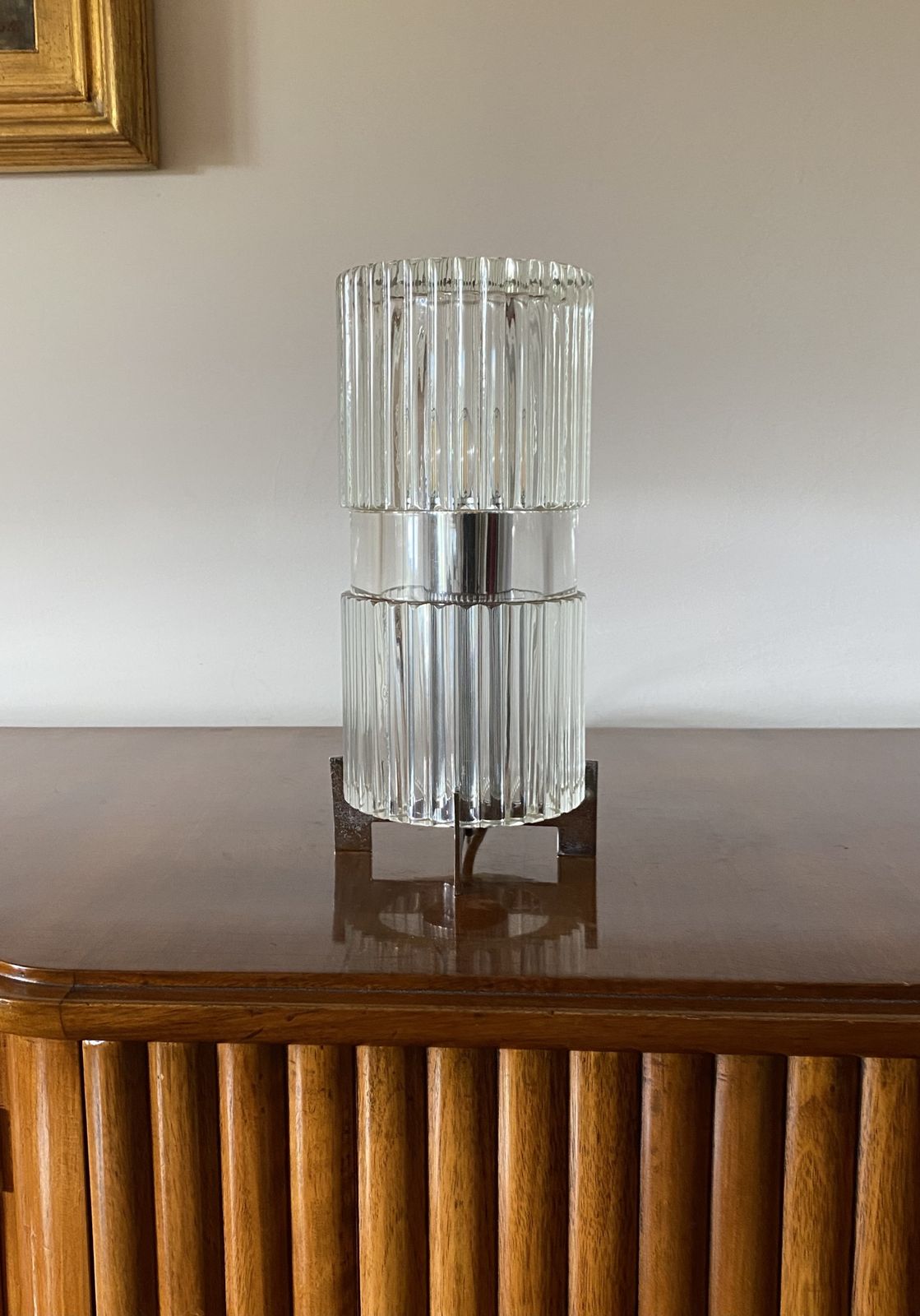 Glass Table Lamp, Fidenza Vetraria Italy 1970s photo Lighting