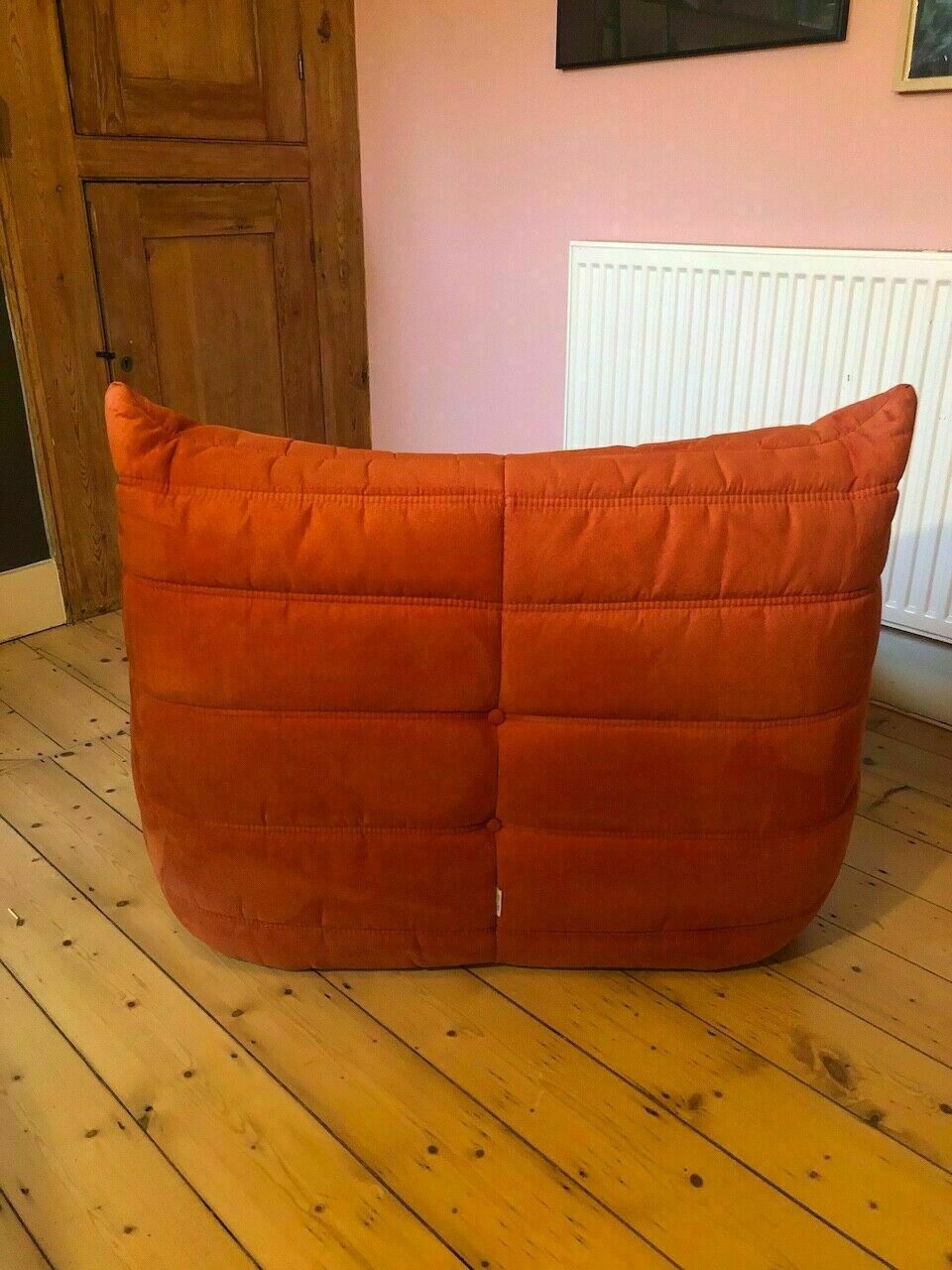 Ligne Roset By Michel Ducaroy Togo Orange Sofa And Footstool, 3 Seater photo for sale