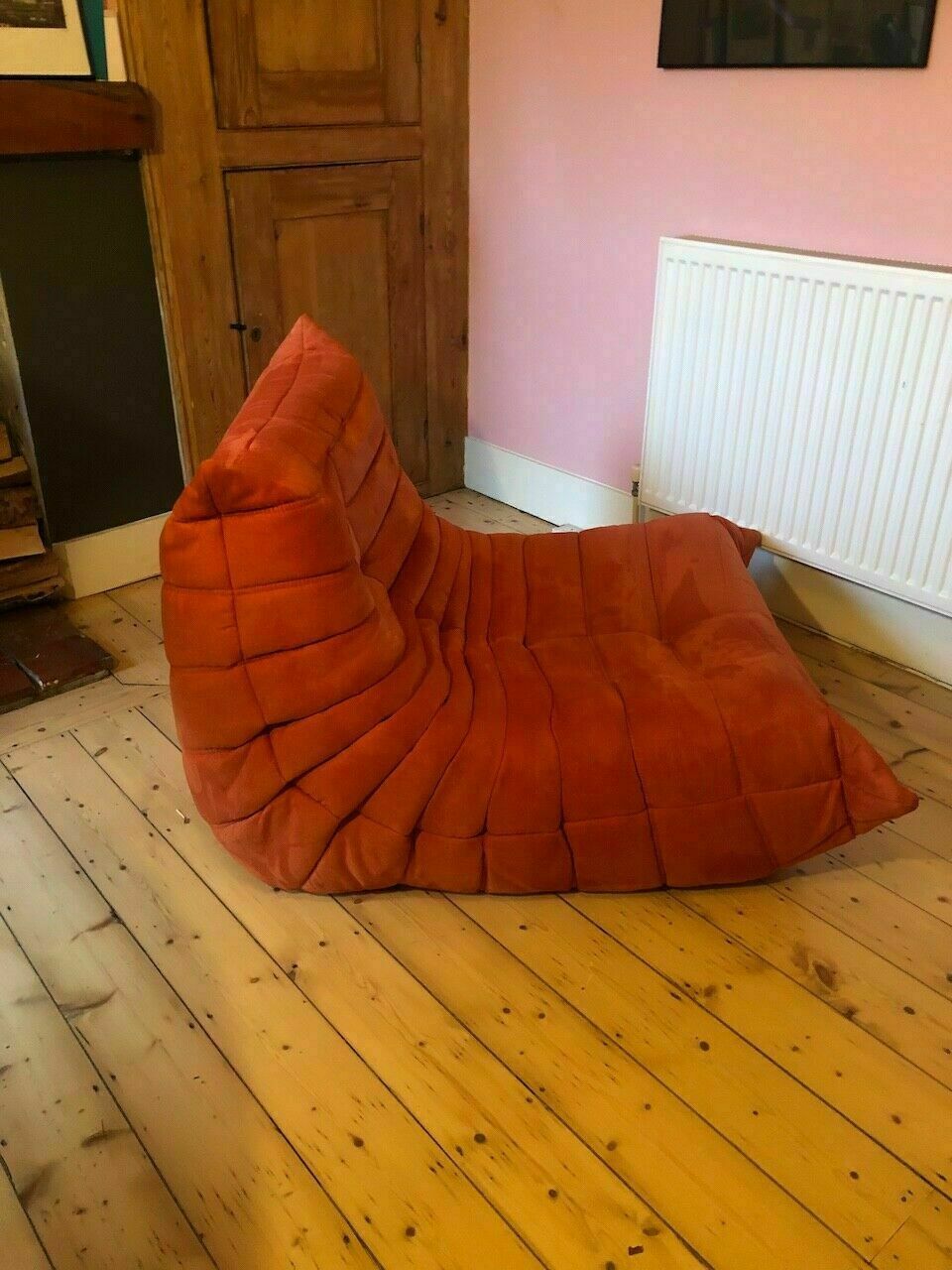 Ligne Roset By Michel Ducaroy Togo Orange Sofa And Footstool, 3 Seater photo vintage