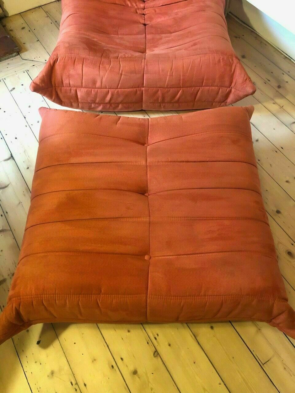photo furniture Ligne Roset By Michel Ducaroy Togo Orange Sofa And Footstool, 3 Seater