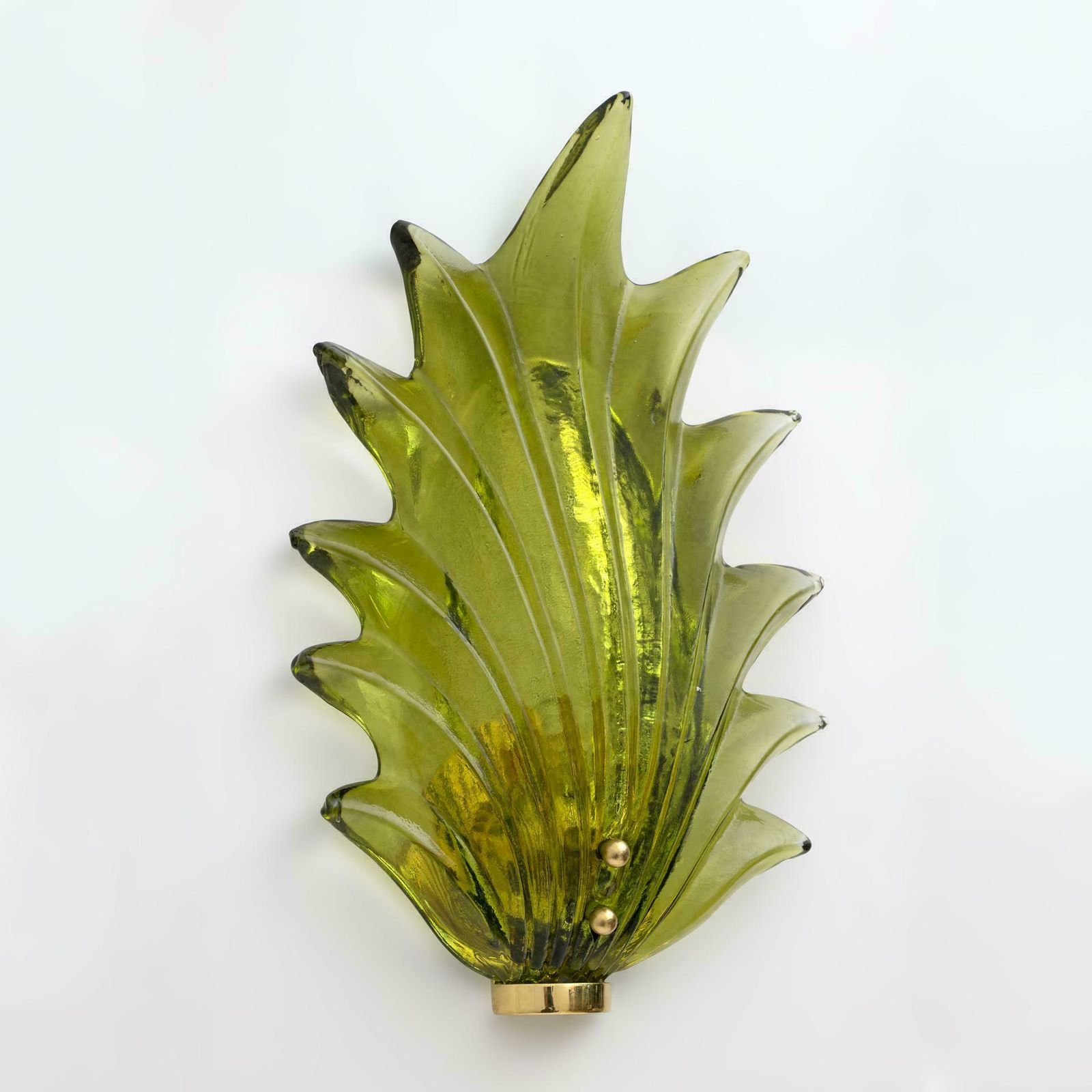 Pair Barovier & Toso Style Modern Italian Murano Glass Leaf Sconces, 1980s photo buy