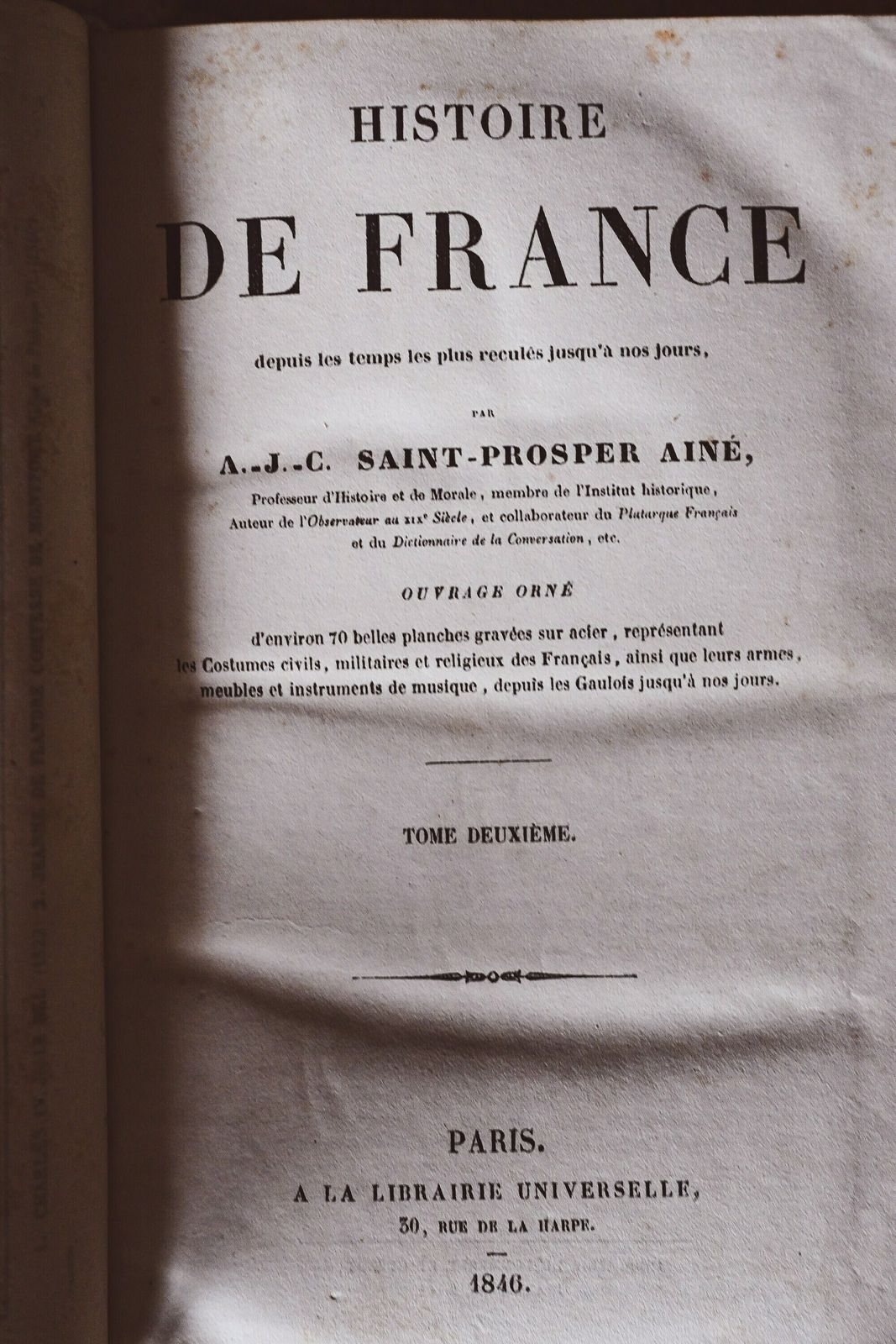1840 French Book   French History Of Saint Prosper Ainè photo furniture