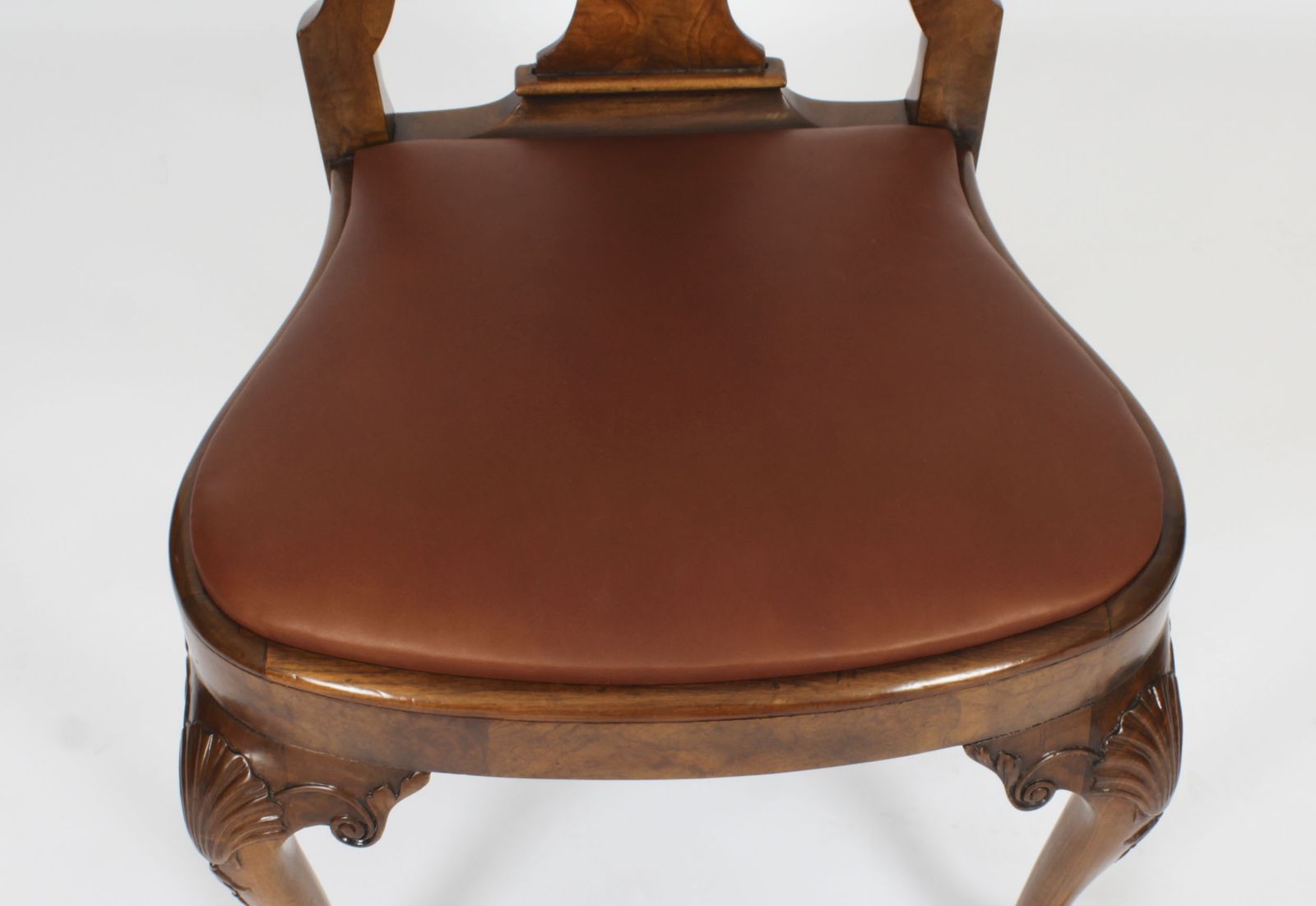 Vintage Set 8 Queen Anne Burr Walnut Dining Chairs  20th Century photo 5500.0