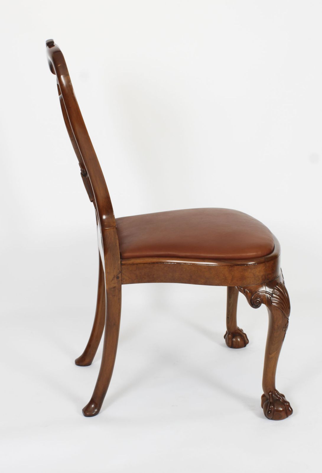 Furniture Vintage Set 8 Queen Anne Burr Walnut Dining Chairs  20th Century photo