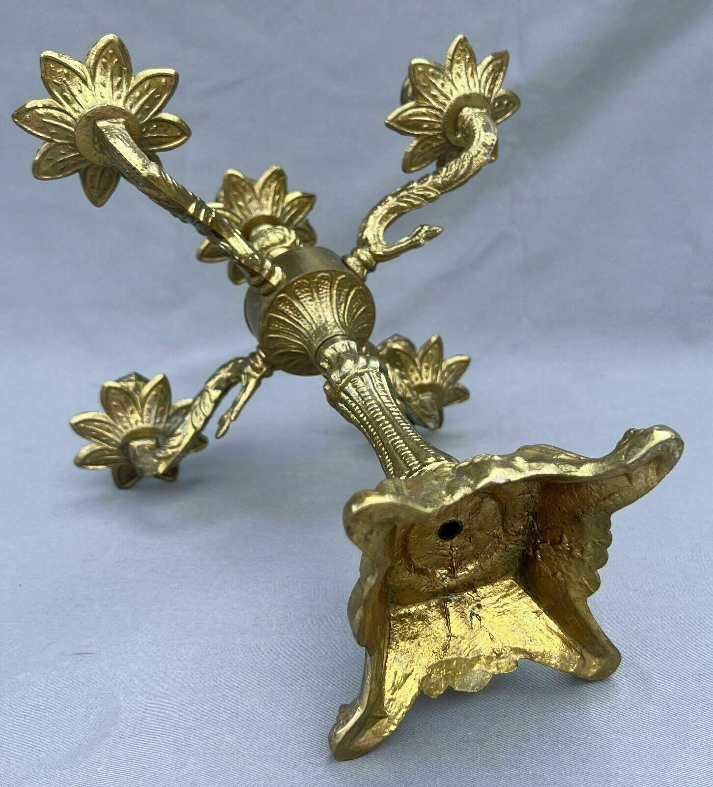 photo buy Stunning Five Arm French Vintage Brass Candelabra 2,2kg