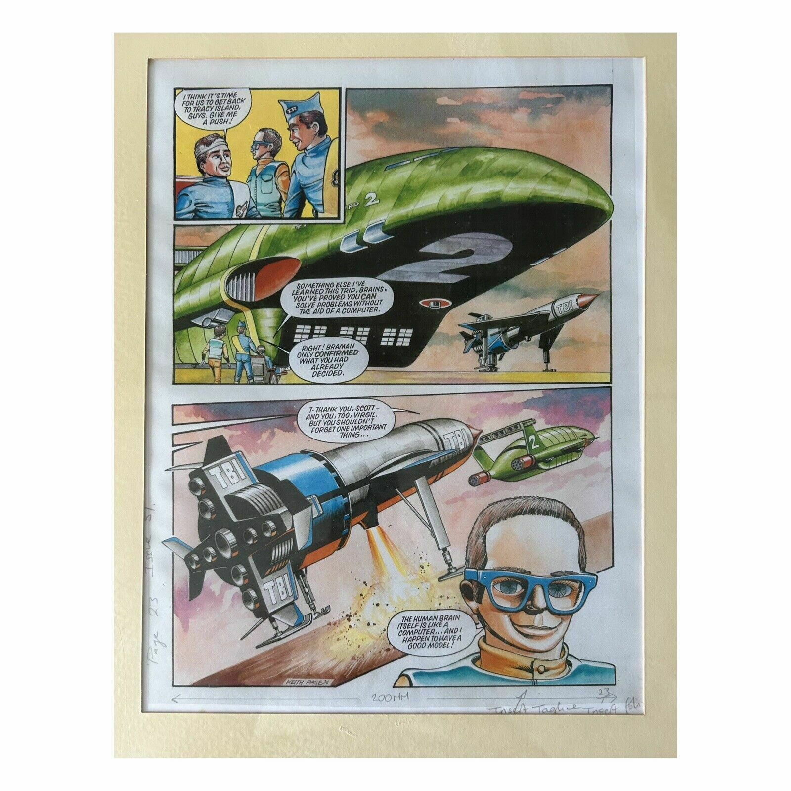 Two Original Thunderbird Comic Watercolour Artwork Pages C.1993
