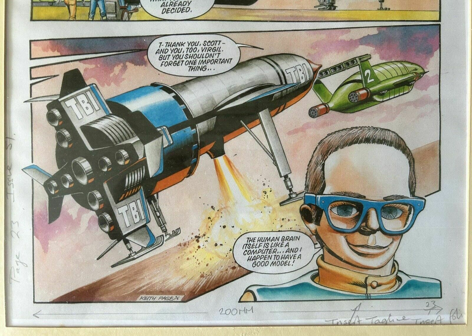 Two Original Thunderbird Comic Watercolour Artwork Pages C.1993 photo vinterior