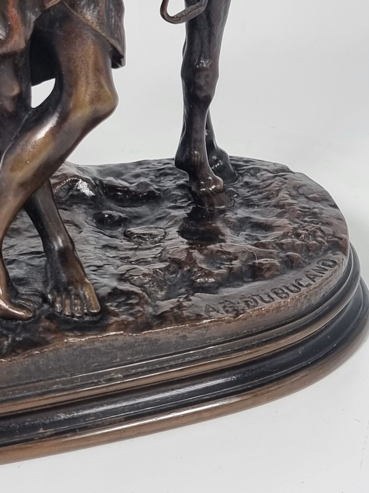 19th Century French Bronze Sculpture Depicting A Boy With His Mule By A E Dubucand Circa 1870 photo buy