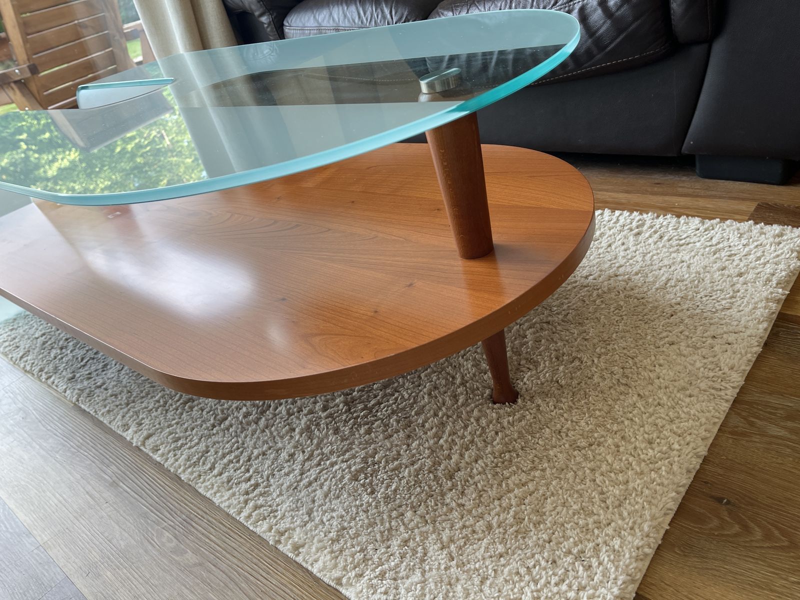 Vintage Italian Frosted Glass Waterfall Coffee Table. Unique Beautiful Design.