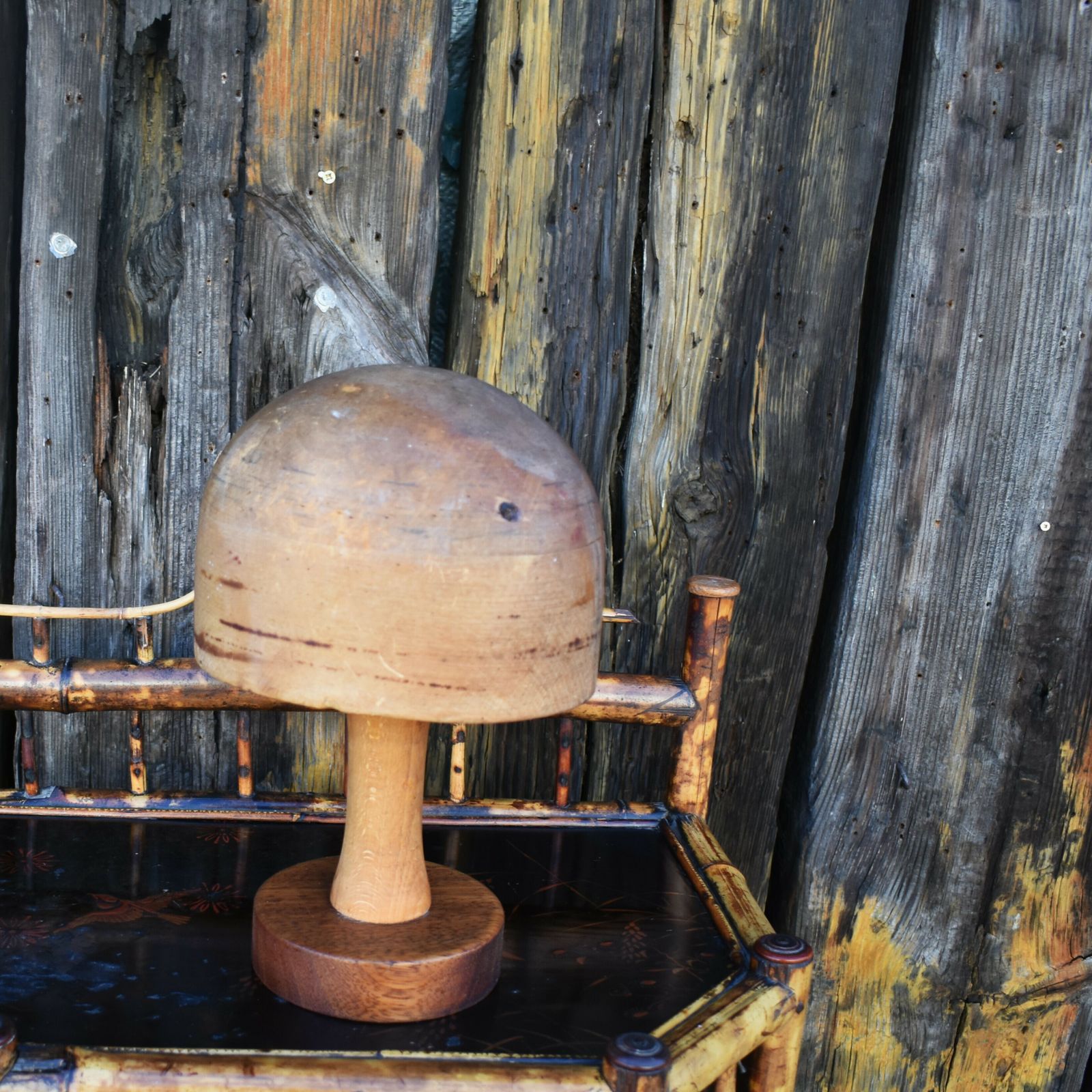 Antique Milliners Hat Mould Block Haberdashery Shop Wooden Wig Display Stand photo furniture