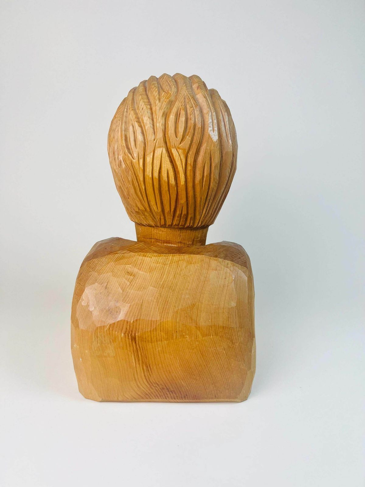 Vintage 60's Hand Carved Wooden Bust Sculpture Carving Head Statue Curiosity Decor Rustic Robust, Swiss Switzerland photo Art