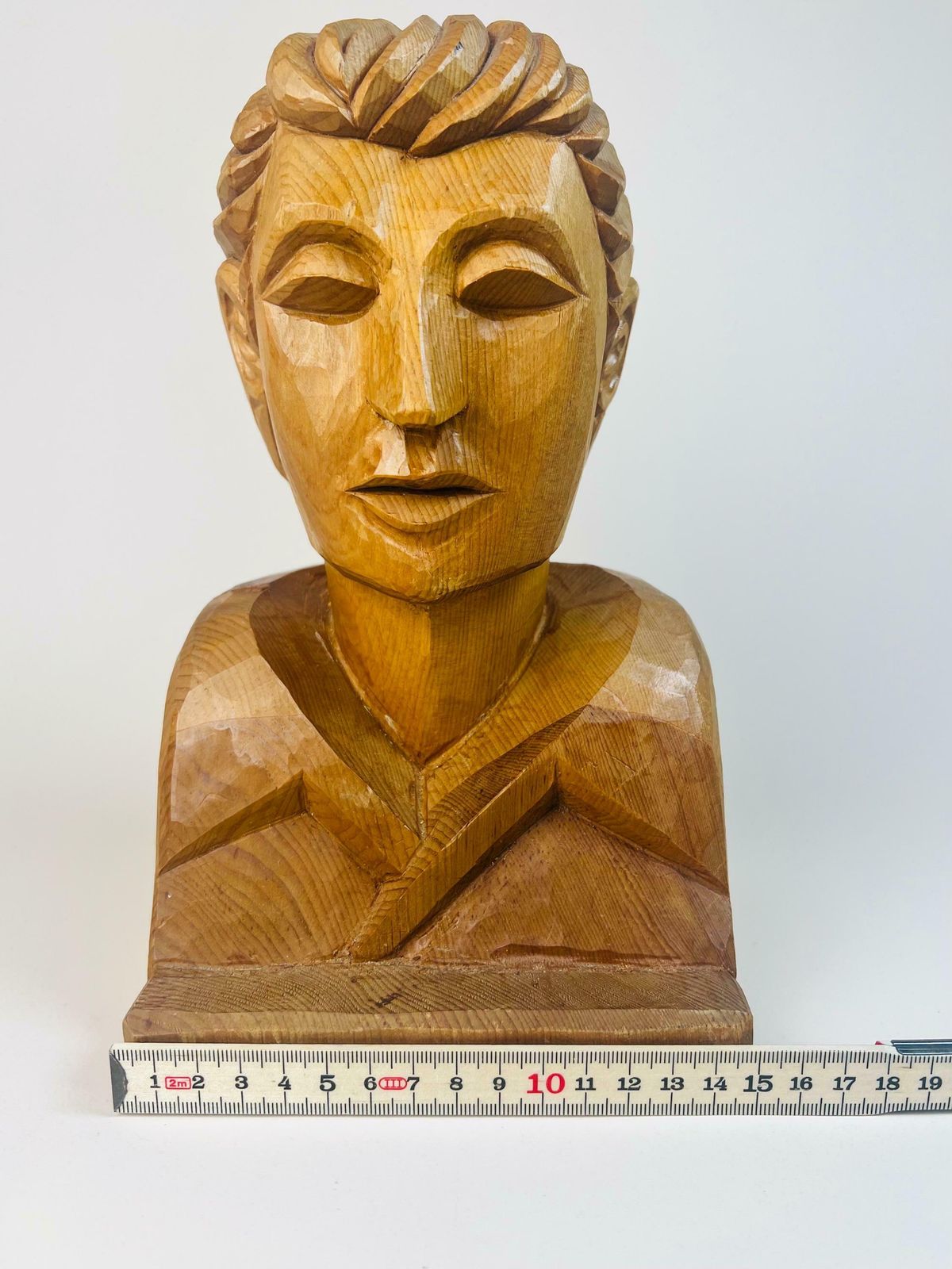 photo furniture Vintage 60's Hand Carved Wooden Bust Sculpture Carving Head Statue Curiosity Decor Rustic Robust, Swiss Switzerland