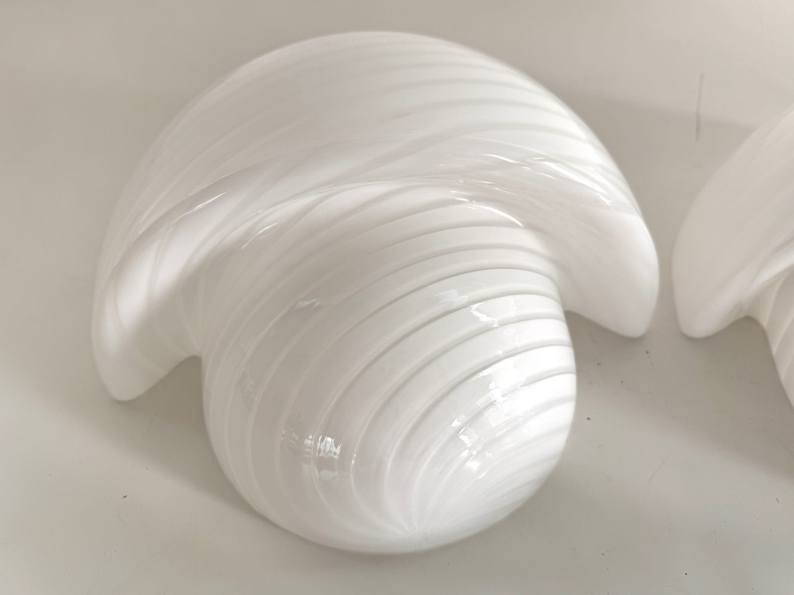 photo furniture Italian Designer  Murano Swirl Glass Mushroom Wall Sconces, 1970s