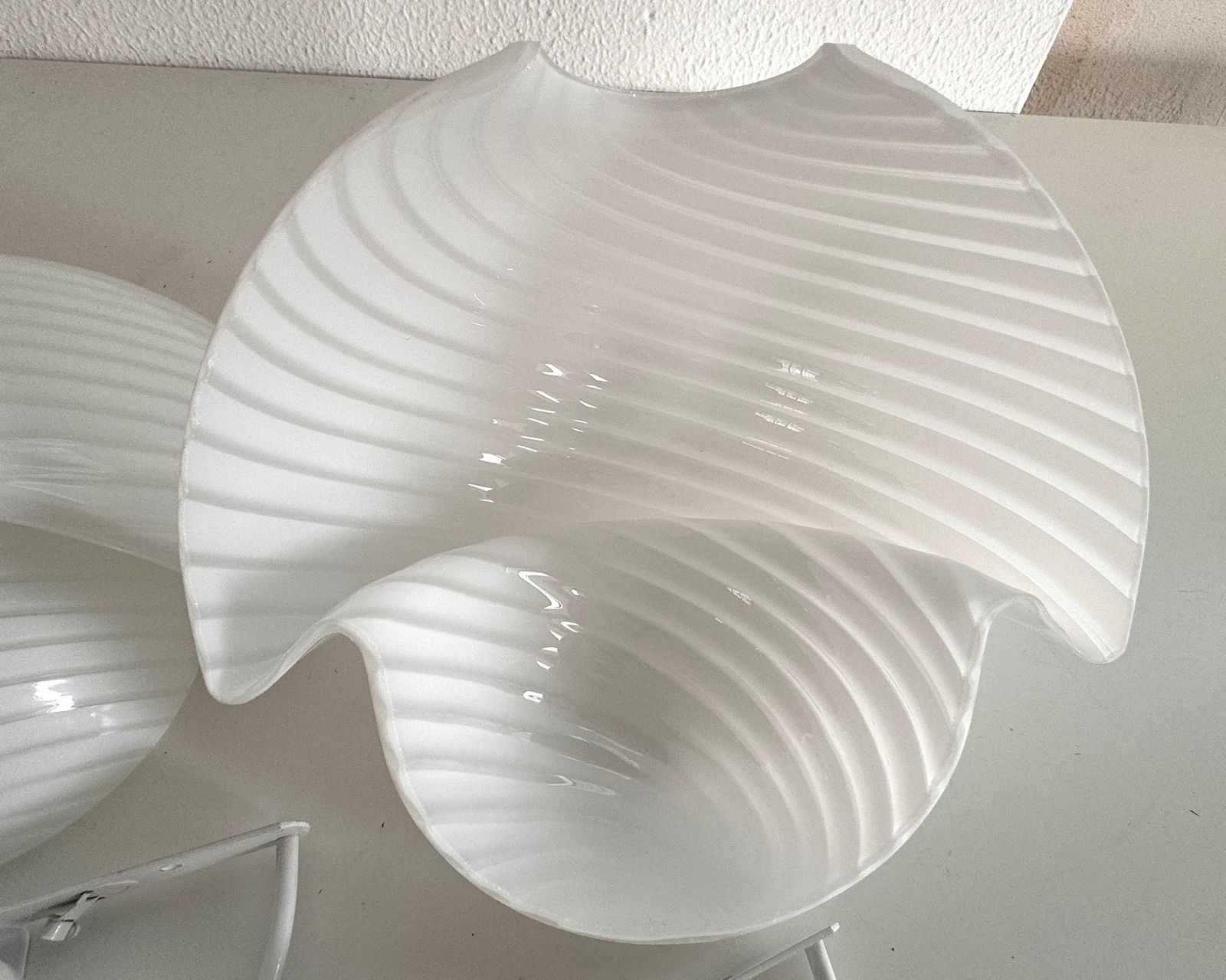 1500.0 Italian Designer  Murano Swirl Glass Mushroom Wall Sconces, 1970s photo