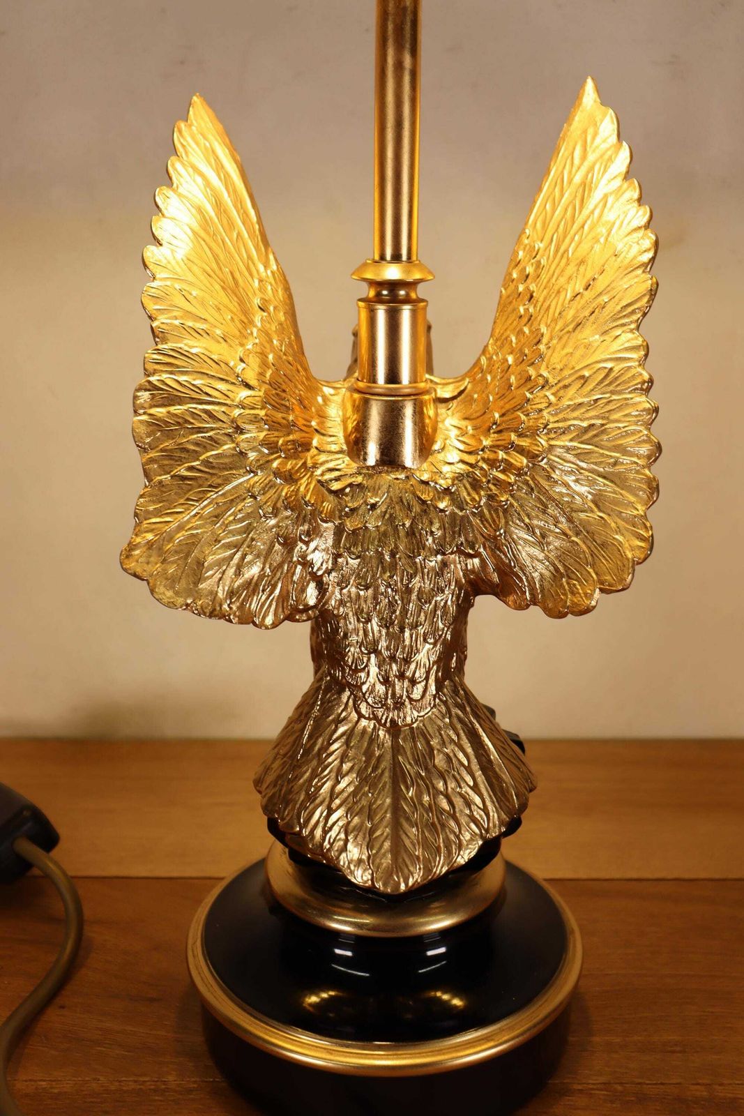 Hollywood Regency Federal Empire Style Brass Gilded Eagle Lamp By Deknudt , Belgium 1970's (St.200) photo vintage