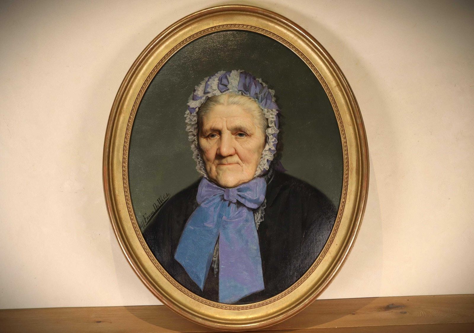 Antique Expressive Portrait Of A Belgian Lady , Signed Frans Dewilde 1877 (St.200)
