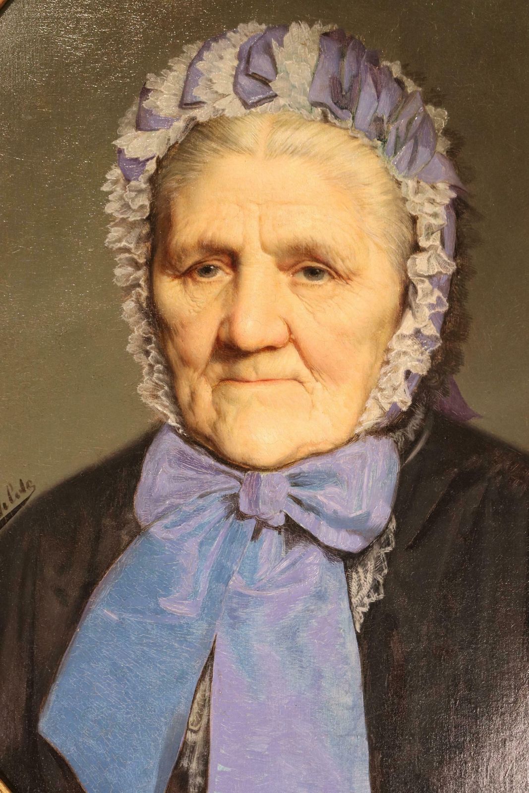 Antique Expressive Portrait Of A Belgian Lady , Signed Frans Dewilde 1877 (St.200) photo for sale