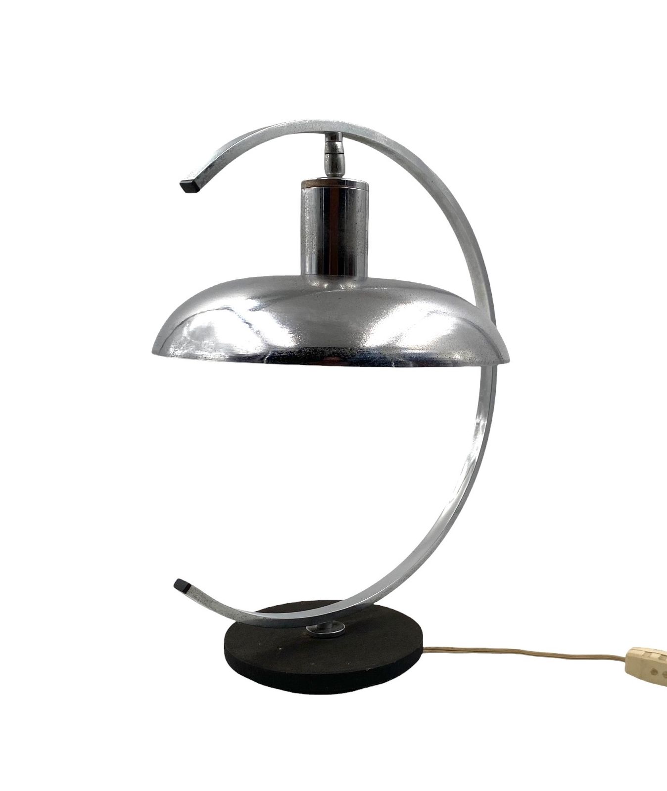 Mid Century Modern Chromed Table Lamp, In The Manner Of Mariano Fortuny Italy, 1970s photo vinterior