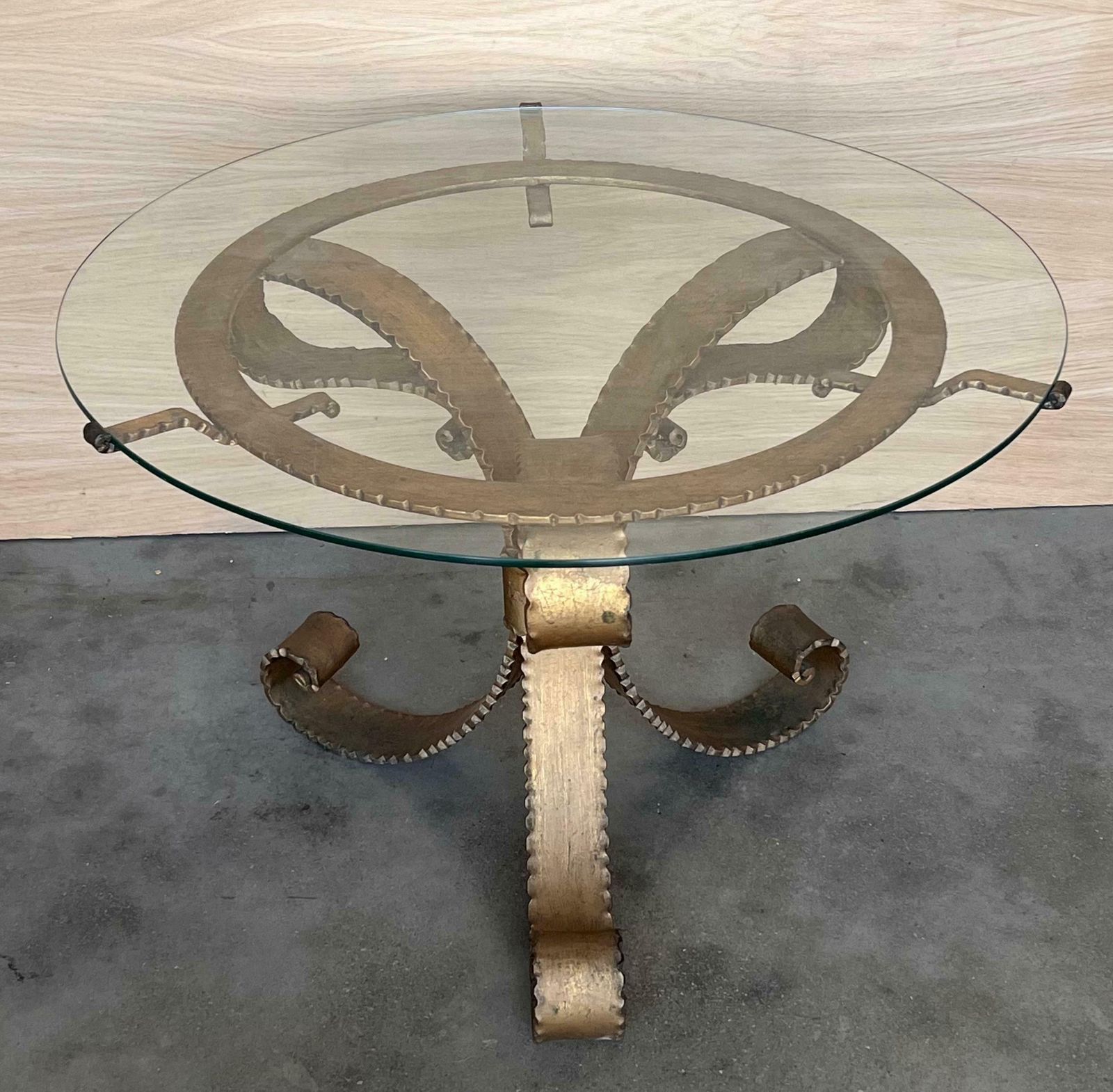 Mid Century Hollywood Regency Gilt French Iron Cocktail Table photo for sale