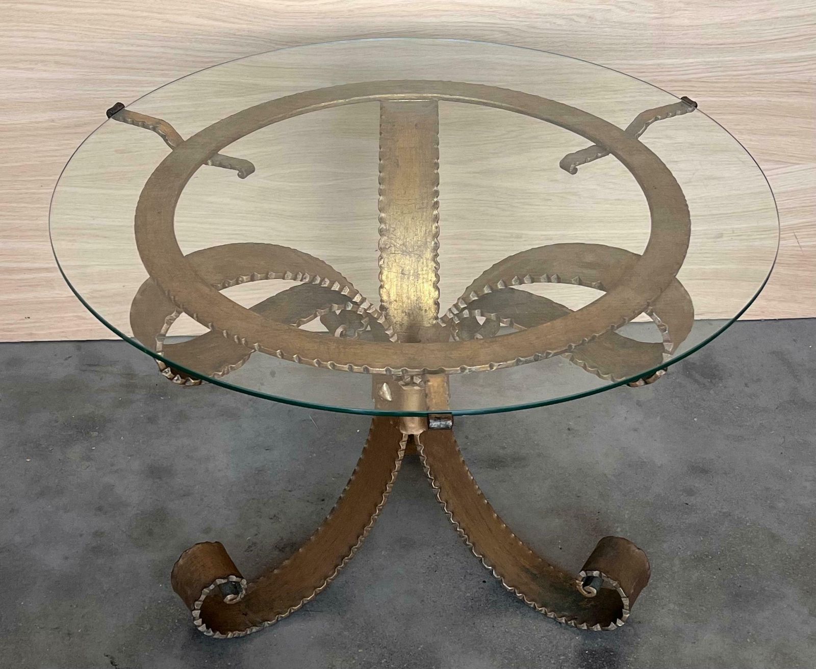 Mid Century Hollywood Regency Gilt French Iron Cocktail Table photo vinterior