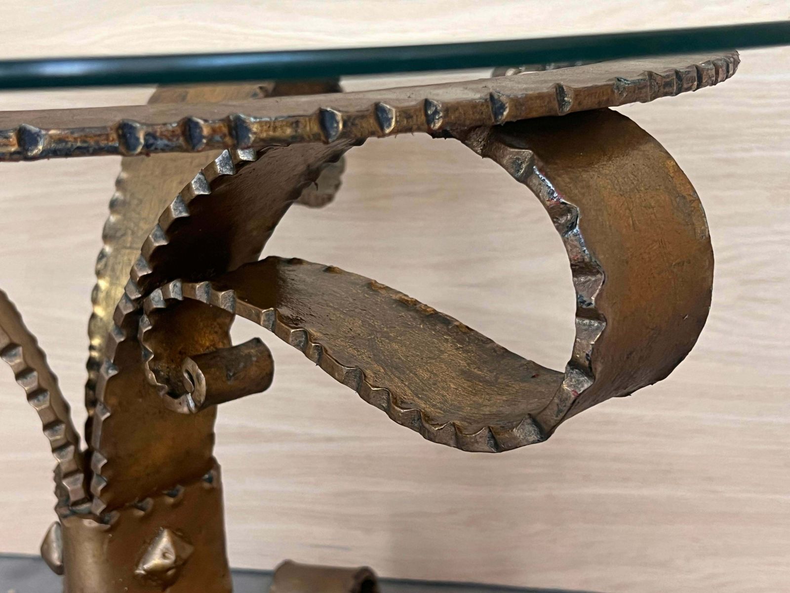 photo furniture Mid Century Hollywood Regency Gilt French Iron Cocktail Table