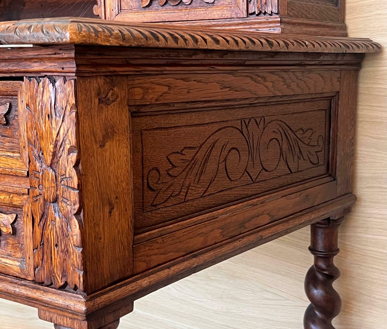 19th Century Spanish Baroque Style Oak Library Table Or Desk photo vintage