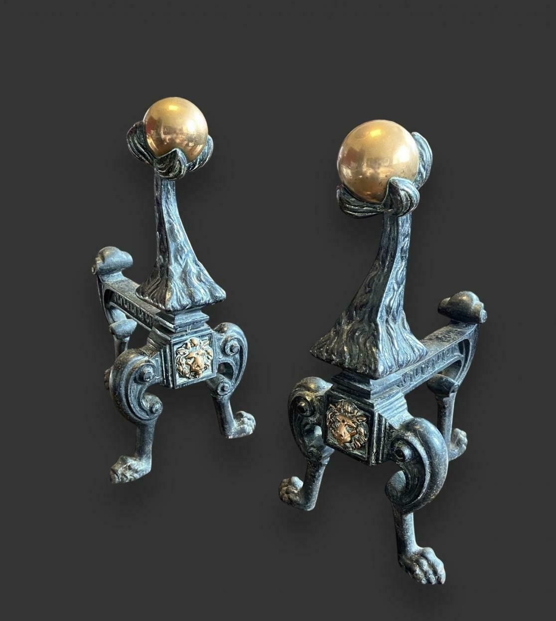 Large Victorian Andirons, 1800s photo vinterior
