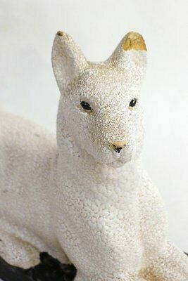 Art Deco Dog Sculpture In Earthenware With Frosted Enamel By Odyv France, 1930s photo furniture