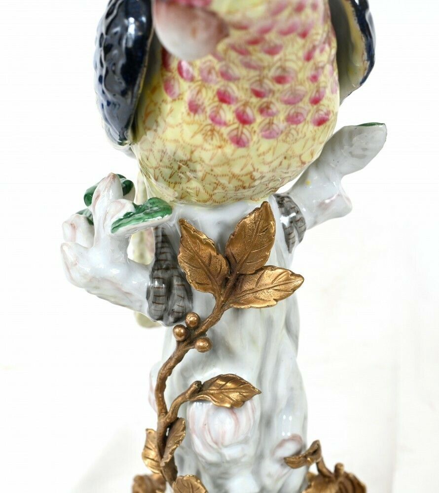 Home Decor Pair French Parrot Candelabras Porcelain Bird Candlesticks photo