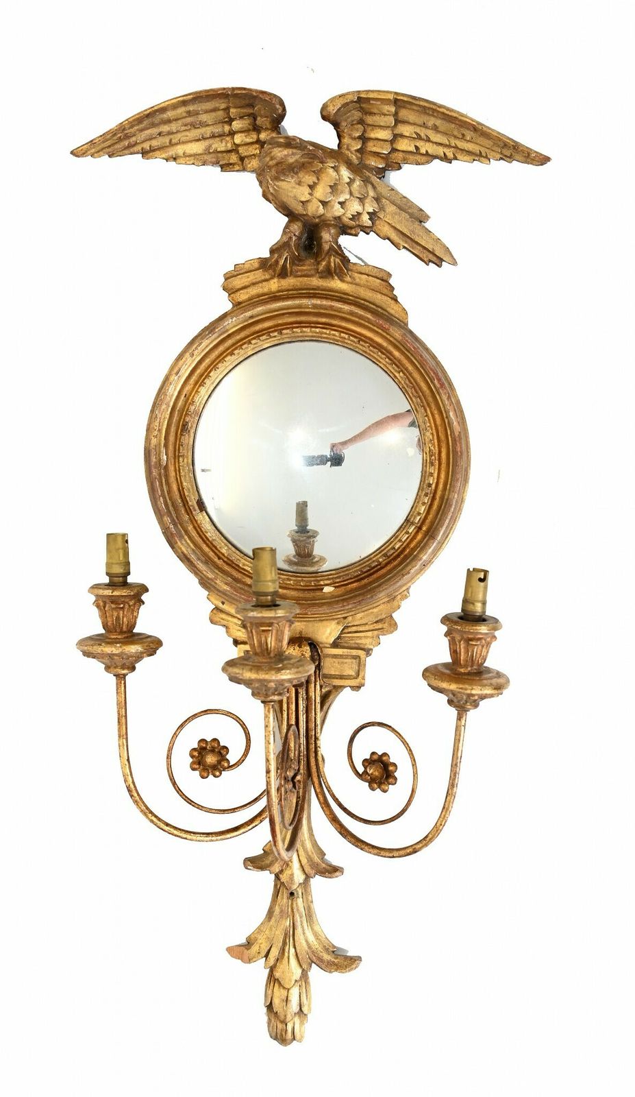 Pair Gilt Neo Classical Mirror Girandoles Eagle