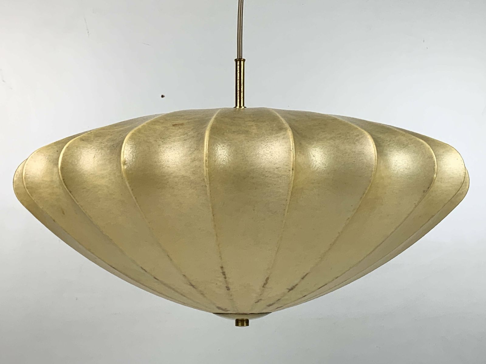 Lighting Mid Century Ufo Cocoon Hanging Lamp With Brass In The Style Of Achille Castiglioni, 1960s photo