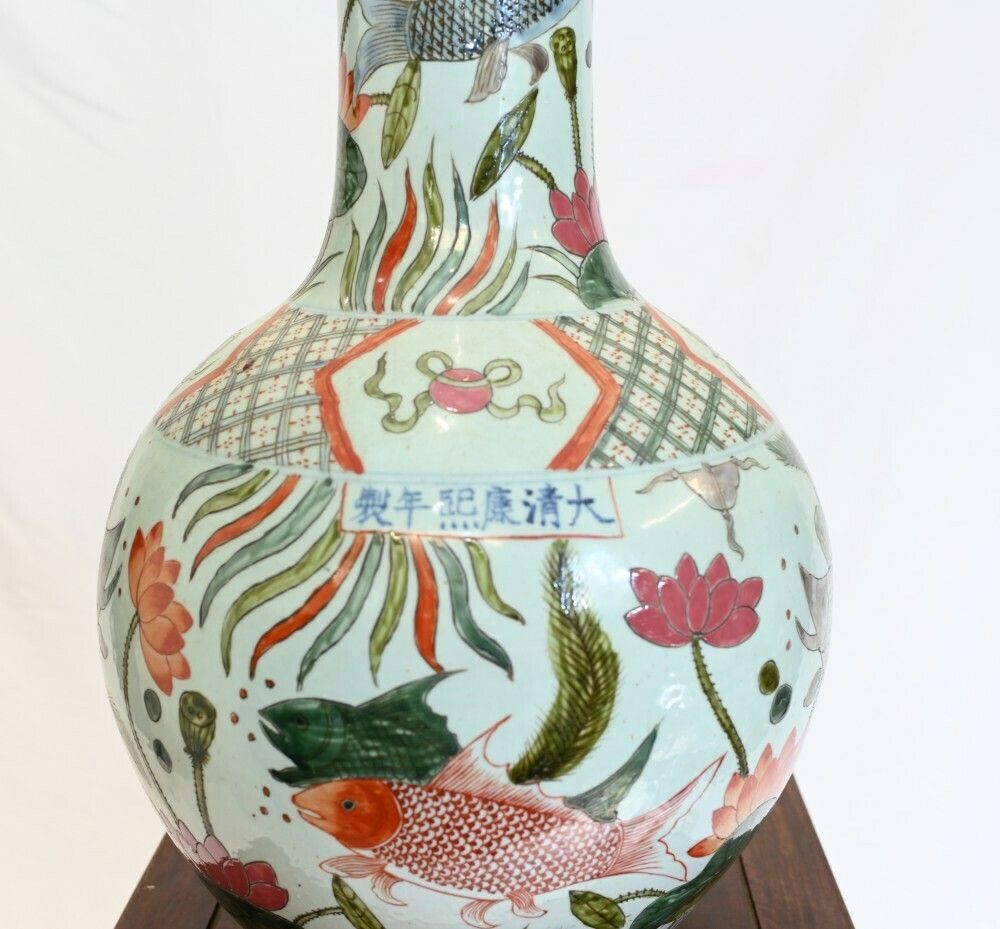 Chinese Porcelain Temple Vase Ming Urn Goldfish photo Home Decor