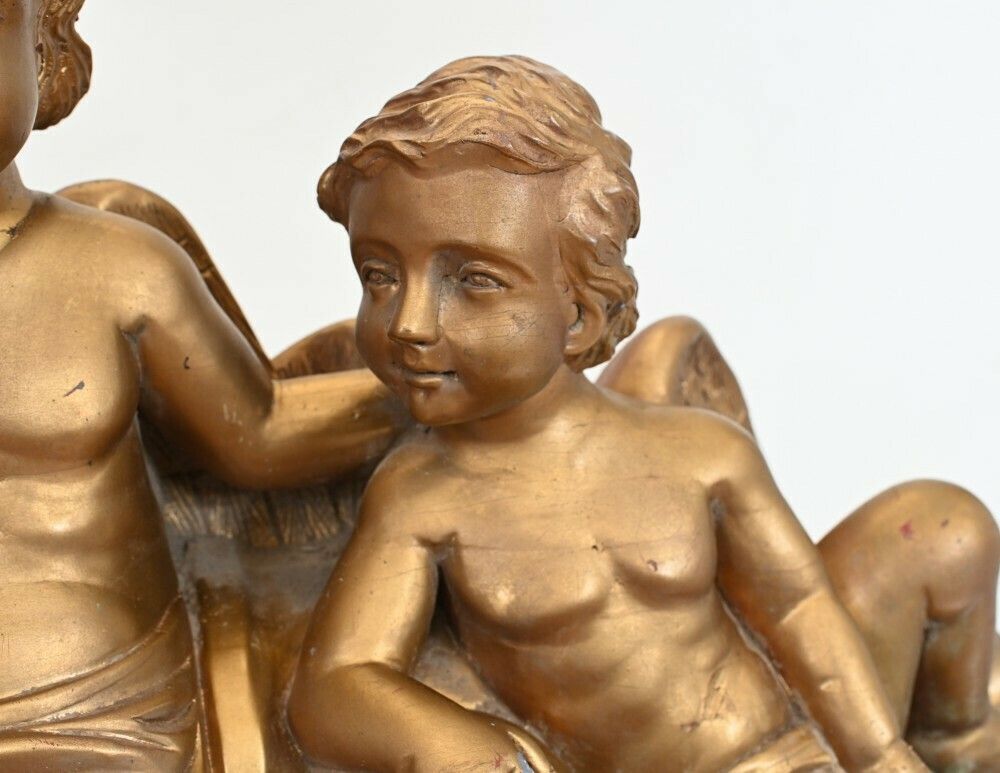 Carved Italian Cherub Trio Cupid Statue Grand Tour 1880 photo furniture