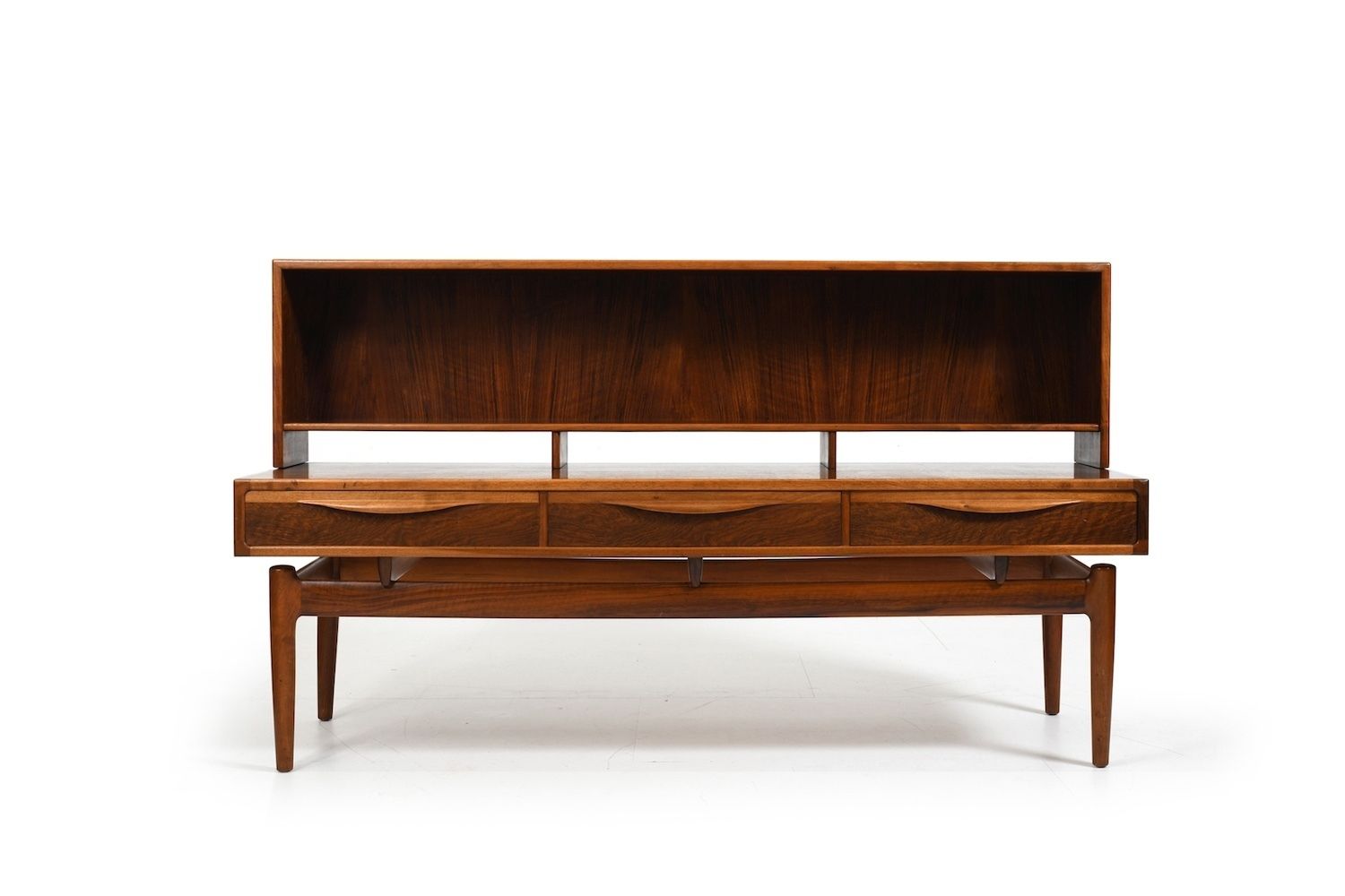 Kurt østervig Low Walnut Sideboard With Bookcase Top 1950s photo for sale