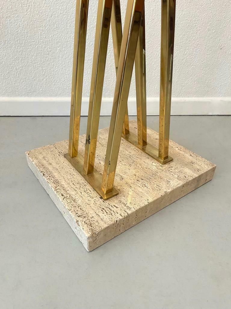 Vintage Brass & Travertine Coat Rack Ca. 1970s photo 1278.0