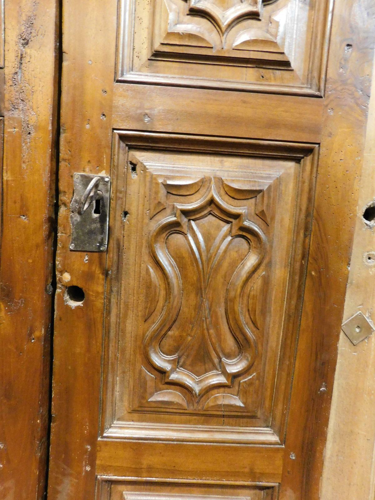 Walnut Wood Entrance Door, Carved, Double Wing, Italy photo Home Fixtures