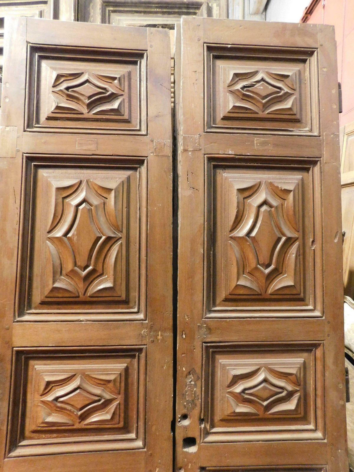 Massive Entrance Door, Carved In Walnut Wood, Italy photo Home Fixtures
