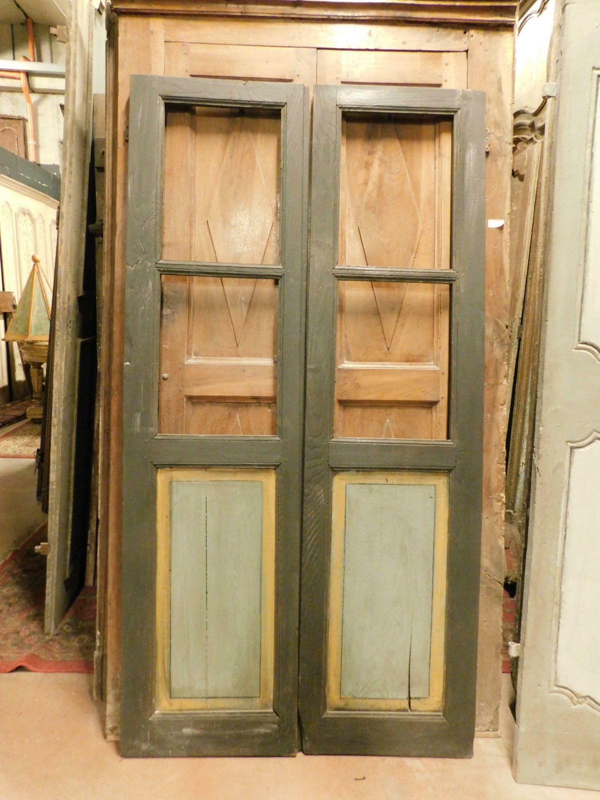 Old Lacquered Glass Door, Two Leaves, Italy photo furniture