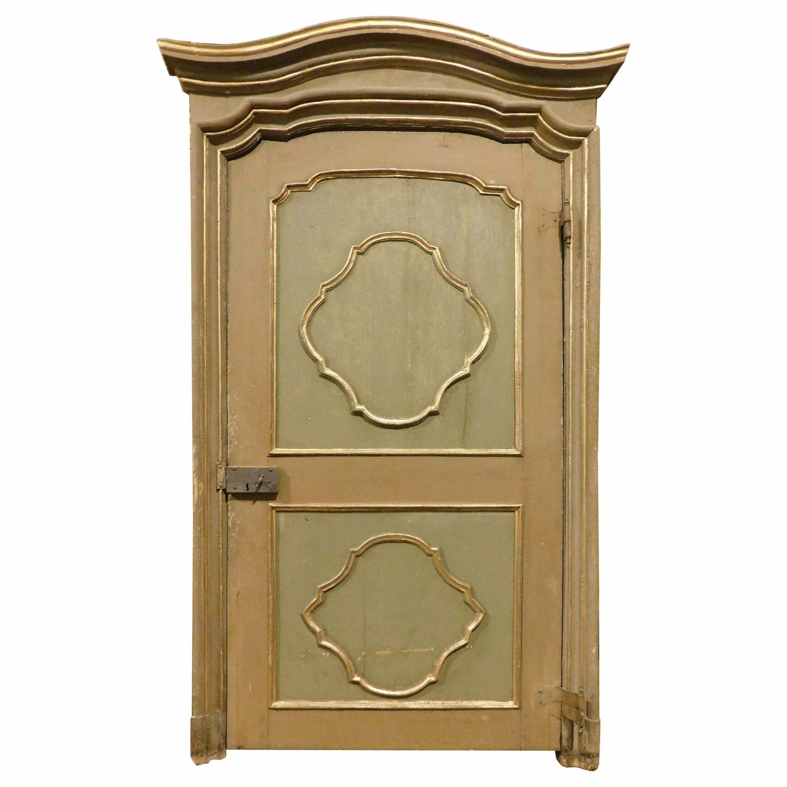 Interior Old Door Lacquered And Gilded, With One Leaf With Original Frame, Italy