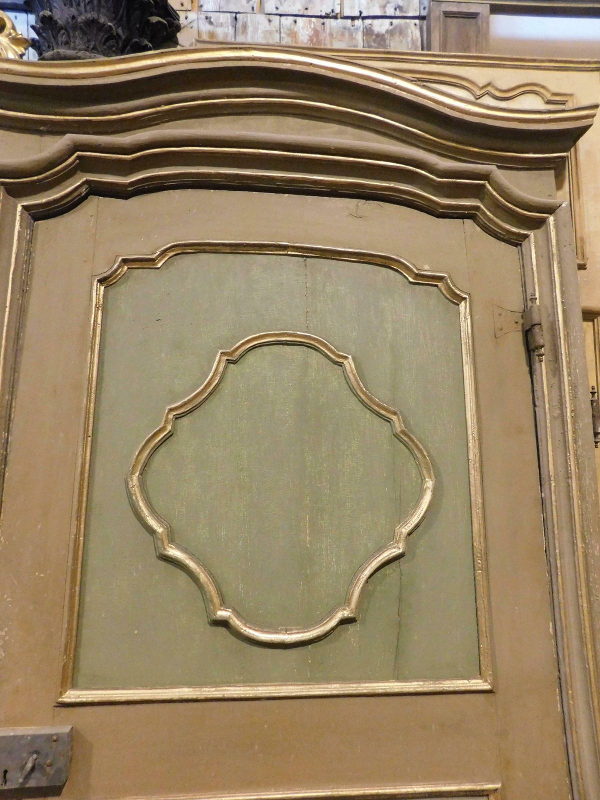 Interior Old Door Lacquered And Gilded, With One Leaf With Original Frame, Italy photo Home Fixtures