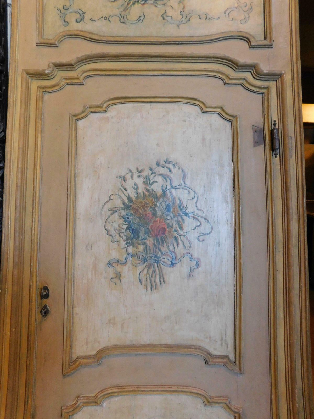 N.2 Double Sided Lacquered Doors With Original Frame And Overdoor, Genoa Italy photo Home Fixtures