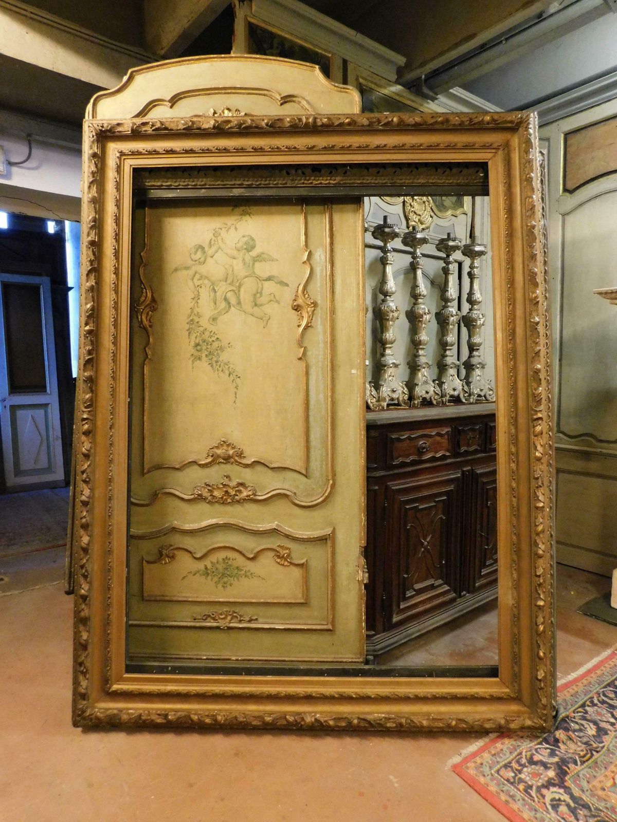 Large Papier Mâché Frame, For A Picture Or Mirror, Very Rich, Italy photo for sale