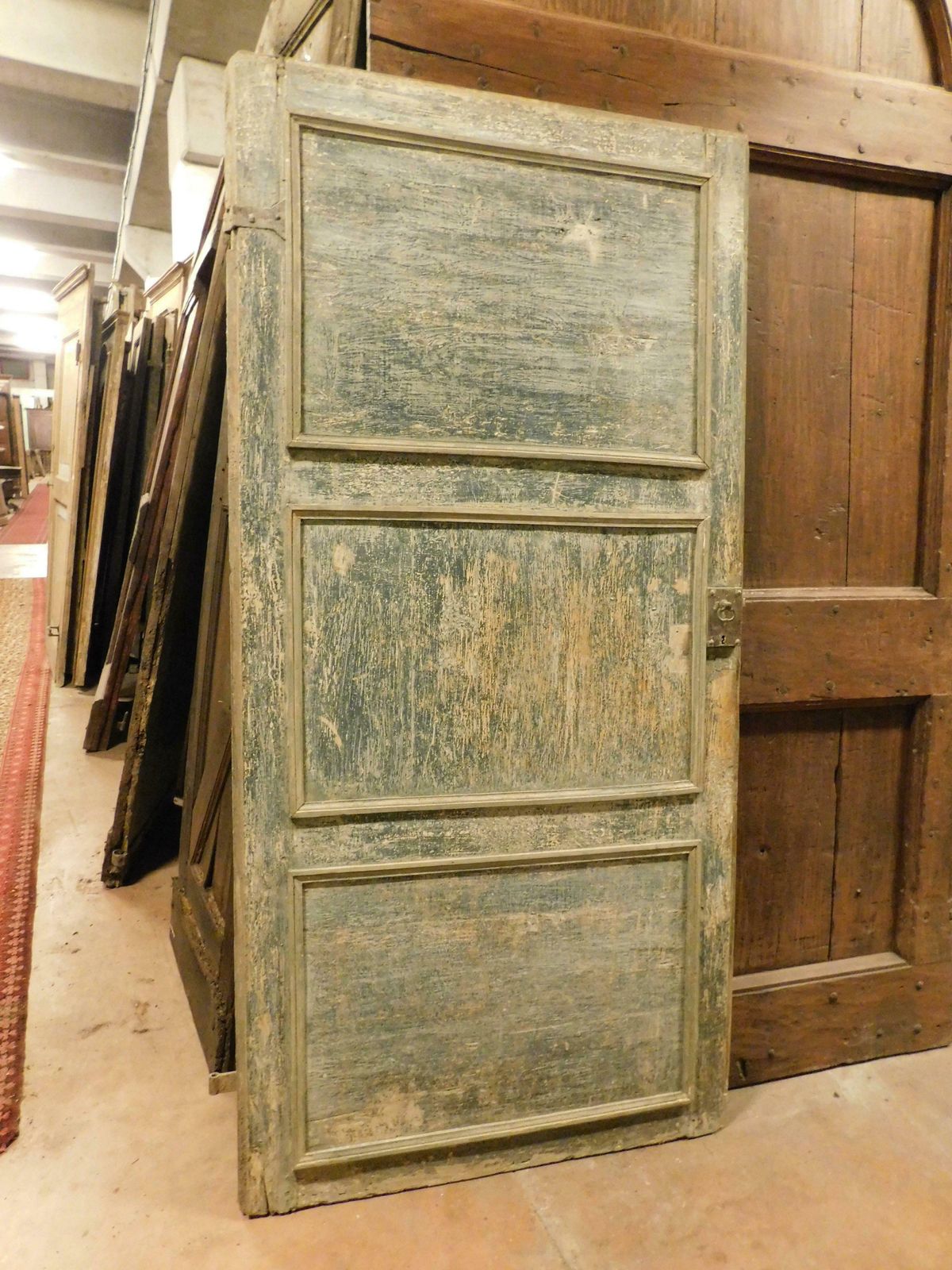 Interior Door In First Lacquer Blue Tones, One Leaf Without Frame, Italy photo buy