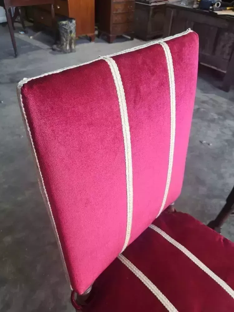 photo for sale 4 Vintage 20thc Oak Barley Twist Bergere Dining Chairs Padded