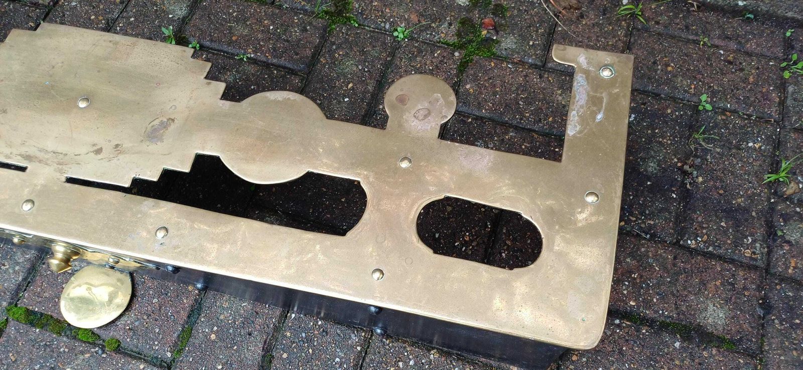 Huge Heavy Vintage Brass And Iron Victorian Fireplace Fender photo Home Fixtures